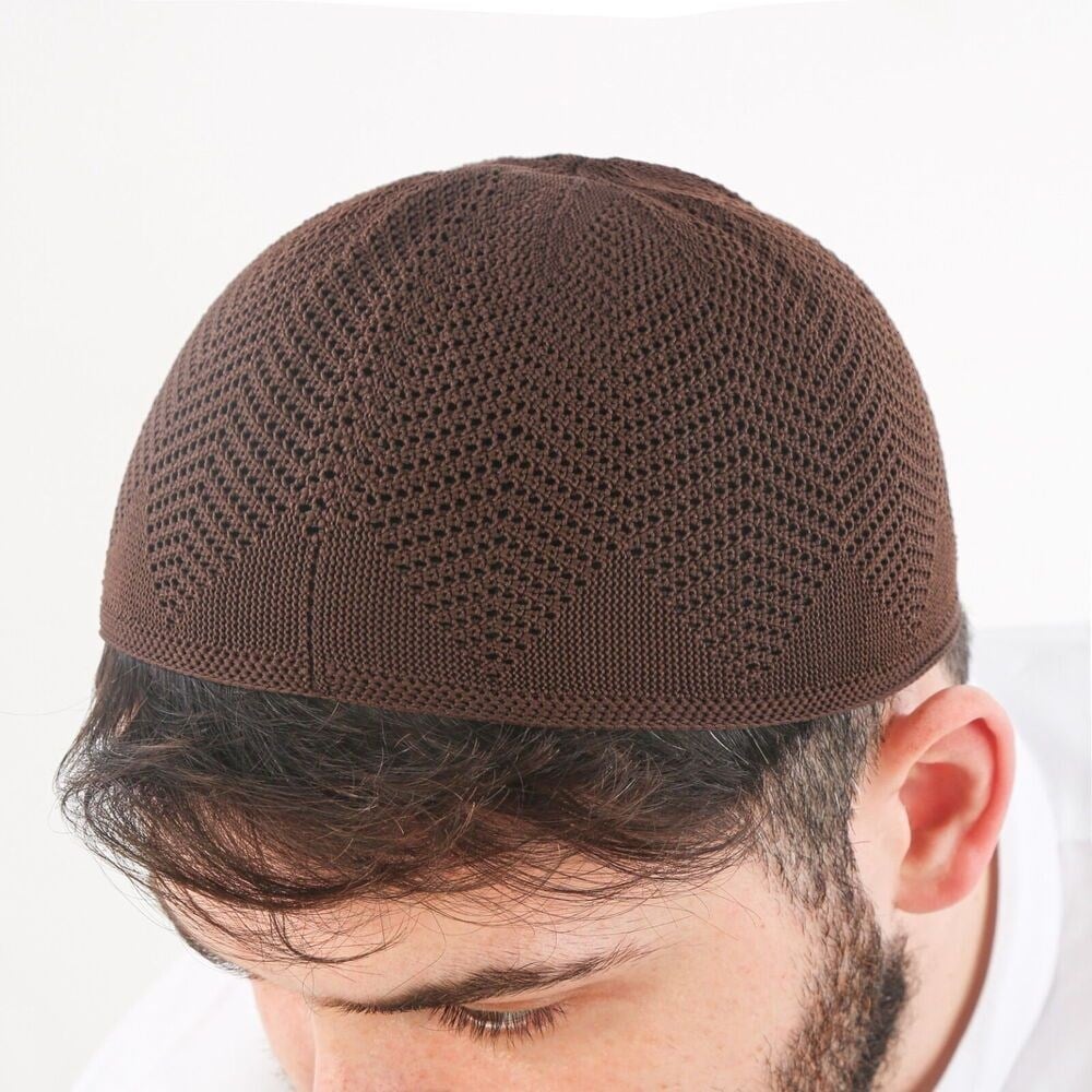 Nisa Örme Dantel Namaz Takkesi- Kahverengi