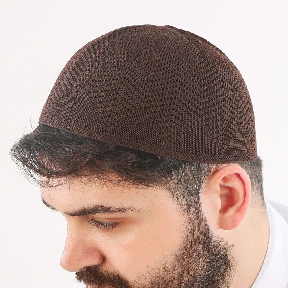 Nisa Örme Dantel Namaz Takkesi- Kahverengi