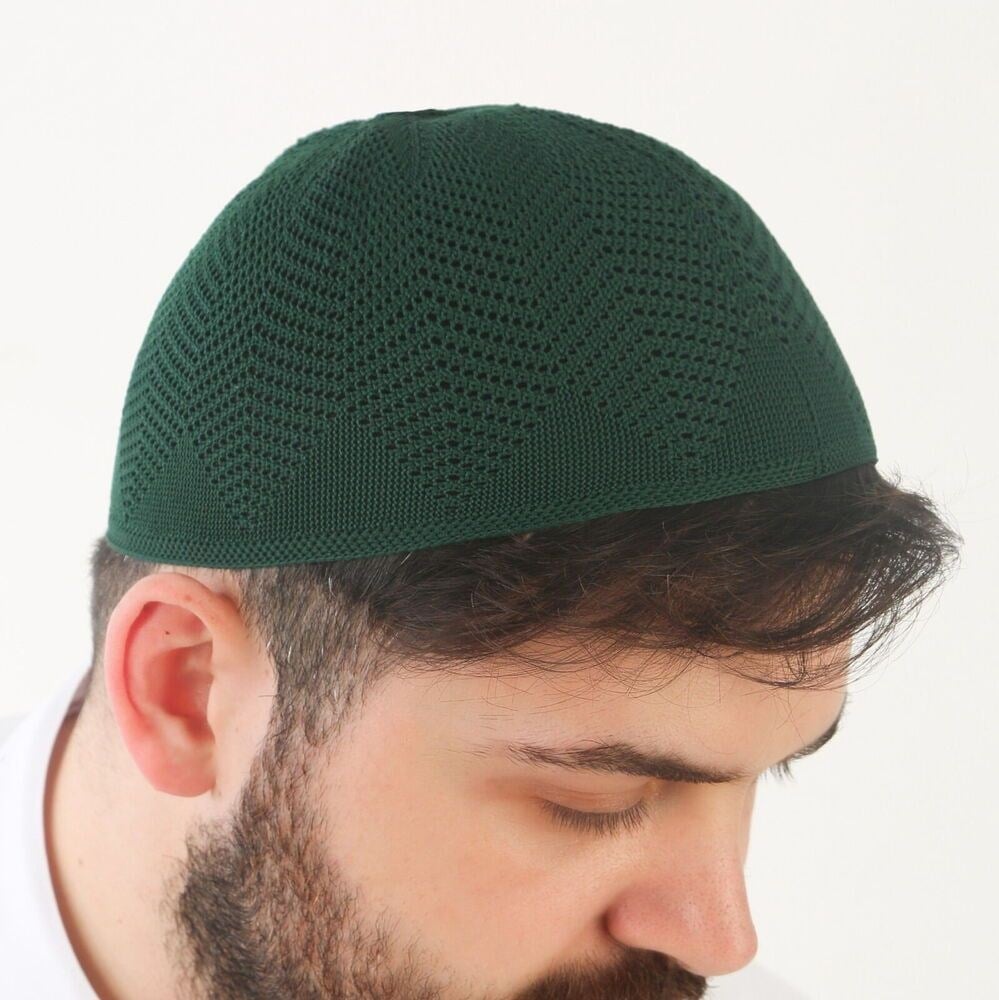 Nisa Örme Dantel Namaz Takkesi-Yeşil