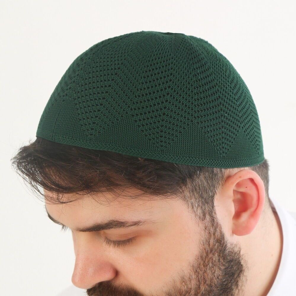 Nisa Örme Dantel Namaz Takkesi-Yeşil