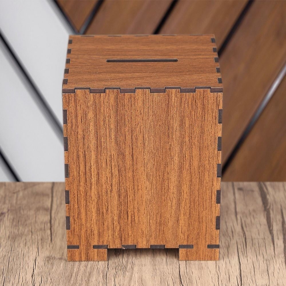 Osmanlı Motifli Alttan Kilitli Sadaka Kutusu  Küçük Boy (11x11x13 cm 286 gr)-Kahve