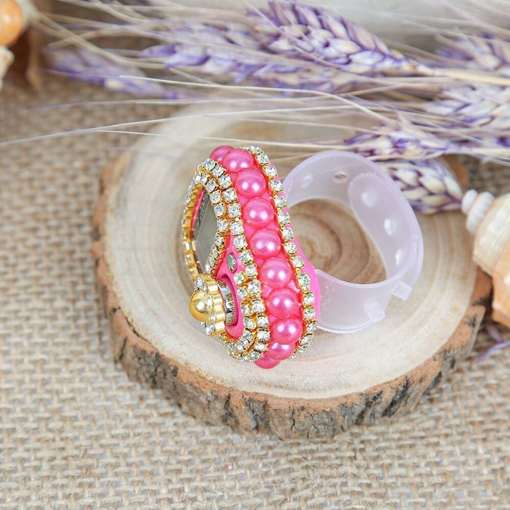 Ramazan Hediye Paketi, Kadife Kaplı Kur'an-ı Kerim, Pamuklu Şal,  İnci Tesbih, Lüks Taşlı  Zikirmatik (17*25*6 cm 620 gr)-Pembe