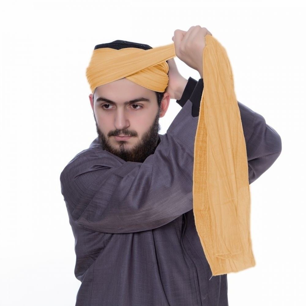 Sarık Kumaşı Hardal % 100 Pamuk  (43 * 300 cm)