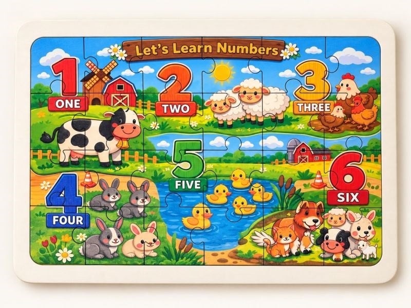 Sayılar (İngilizce) - 24 Parça Ahşap Puzzle