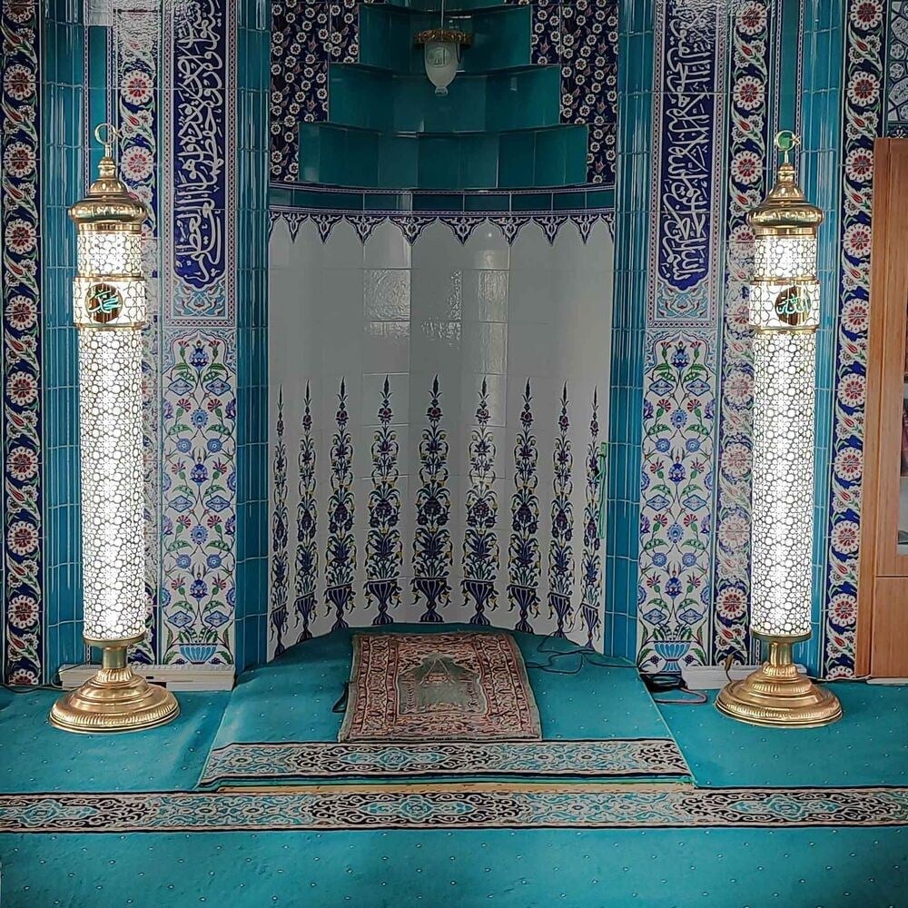 Selçuklu Desenli Lüks Şerefeli Cami Mihrap Şamdanı (20x165cm) 2 Adet