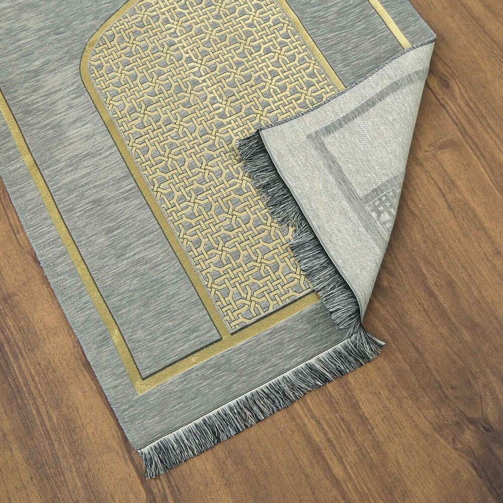 Selçuklu Desenli Lüks Şönil Seccade Gri (66x120 cm) 520 gr