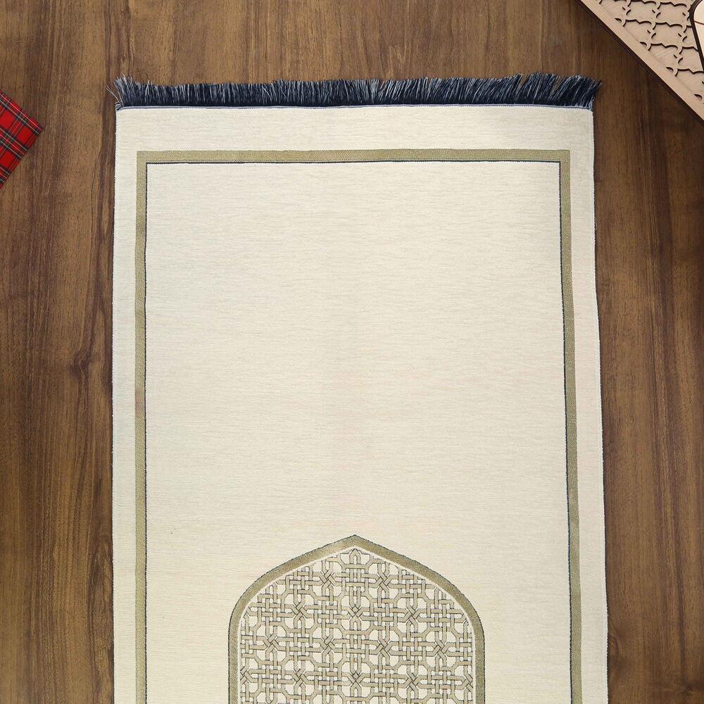 Selçuklu Desenli Lüks Şönil Seccade Krem ( 66 x 120 cm ) 520 gr