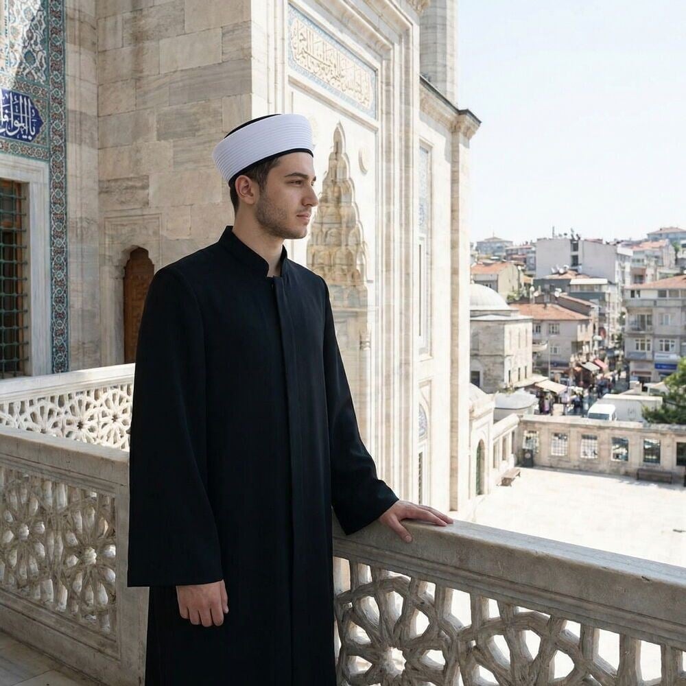 Semmasi Namaz ve İmam Cübbesi Uzun Siyah Enderun Model