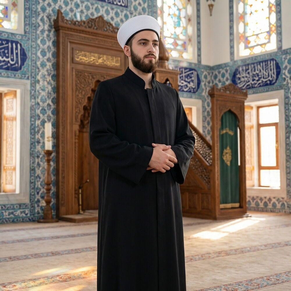 Semmasi Namaz ve İmam Cübbesi Uzun Siyah Enderun Model