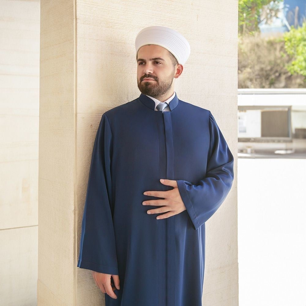 Siraç Hakim Yaka Lacivert  Sade İmam Cübbesi