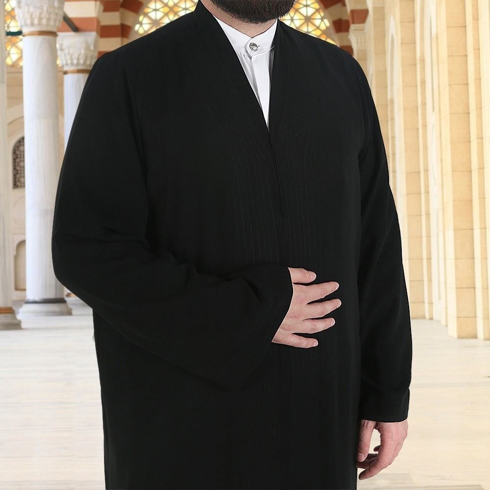 Siyah  Buhara Yaka Namaz Cübbesi