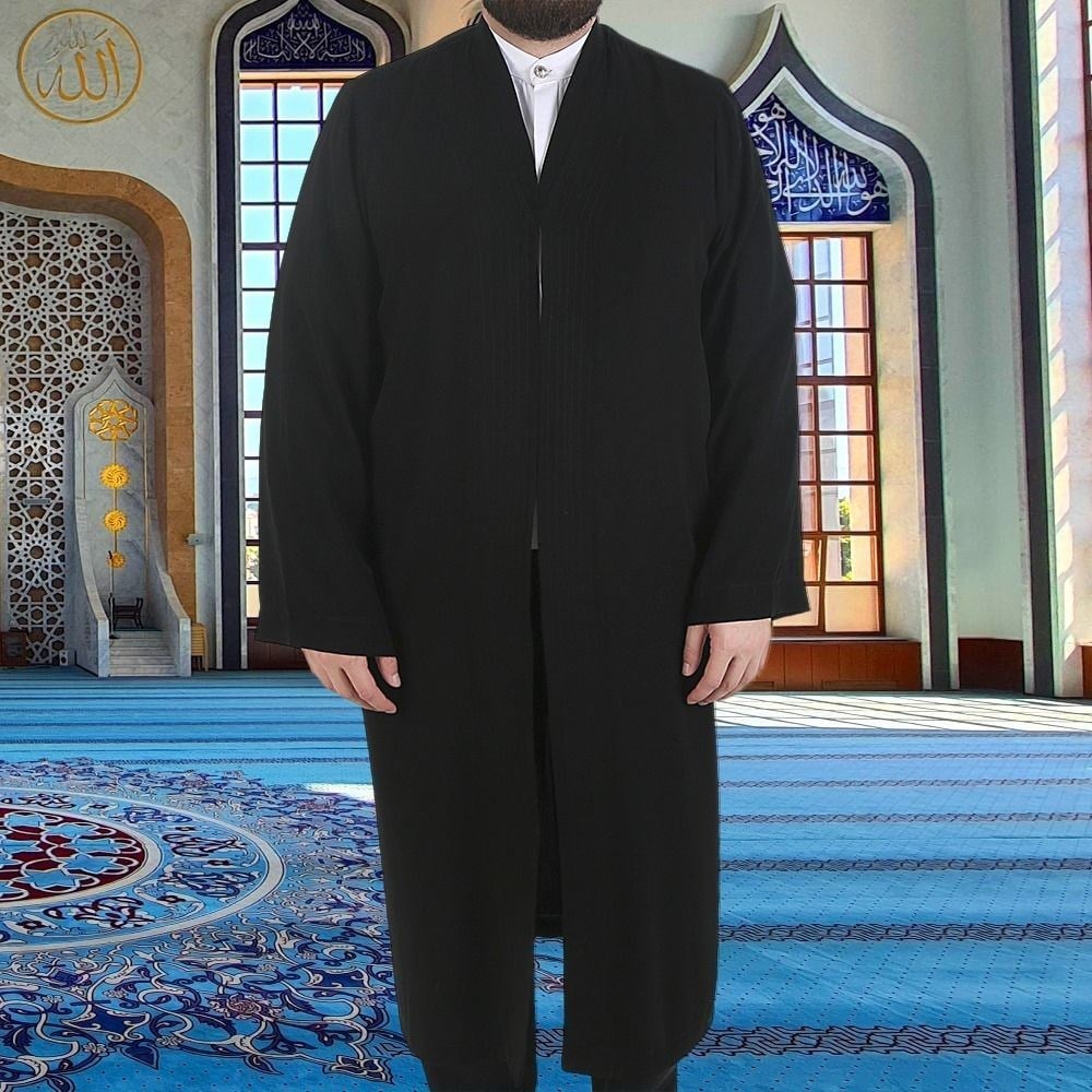 Siyah  Buhara Yaka Namaz Cübbesi