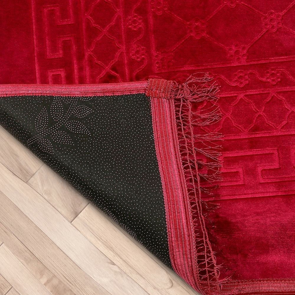 Soft Yumuşak Kadife Peluş Seccade Bordo 80 x 120 cm - 1100 gr