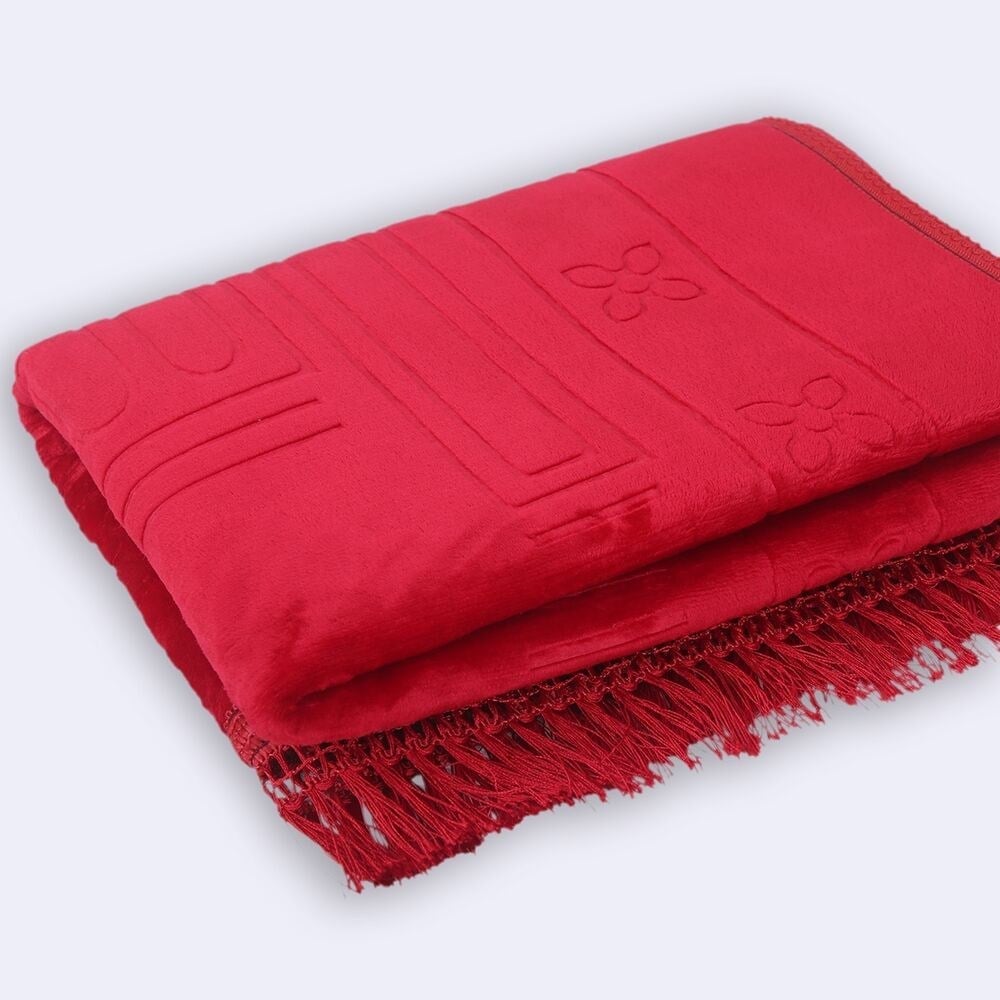 Soft Yumuşak Kadife Peluş Seccade Bordo 80 x 120 cm - 1100 gr