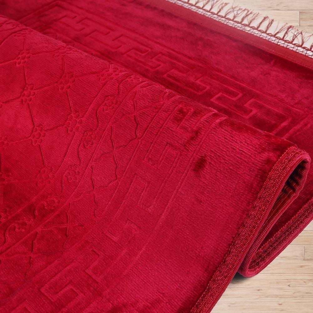 Soft Yumuşak Kadife Peluş Seccade Bordo 80 x 120 cm - 1100 gr