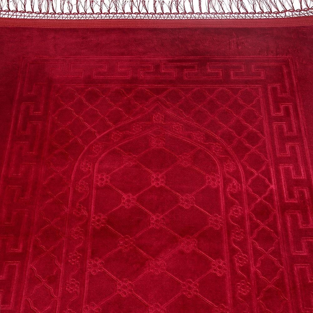 Soft Yumuşak Kadife Peluş Seccade Bordo 80 x 120 cm - 1100 gr