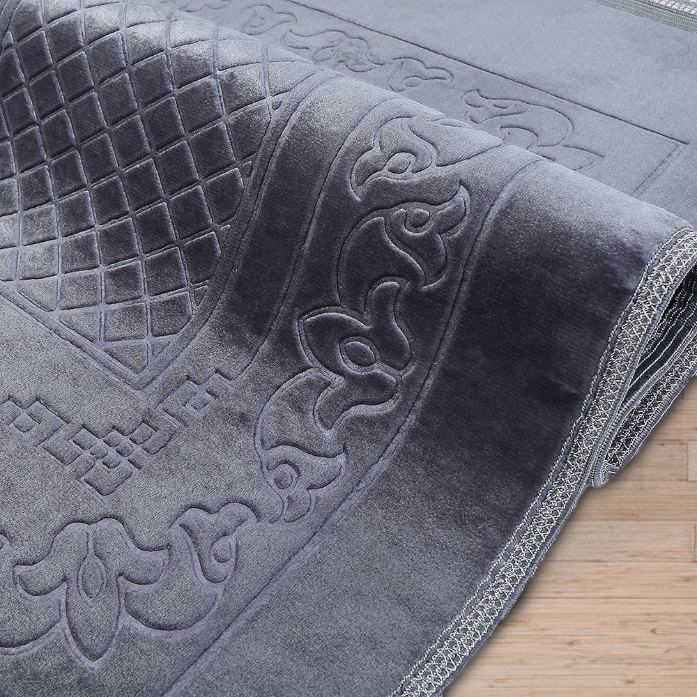 Soft Yumuşak Kadife Peluş Seccade Gümüş 80 x 120 cm - 1100 gr