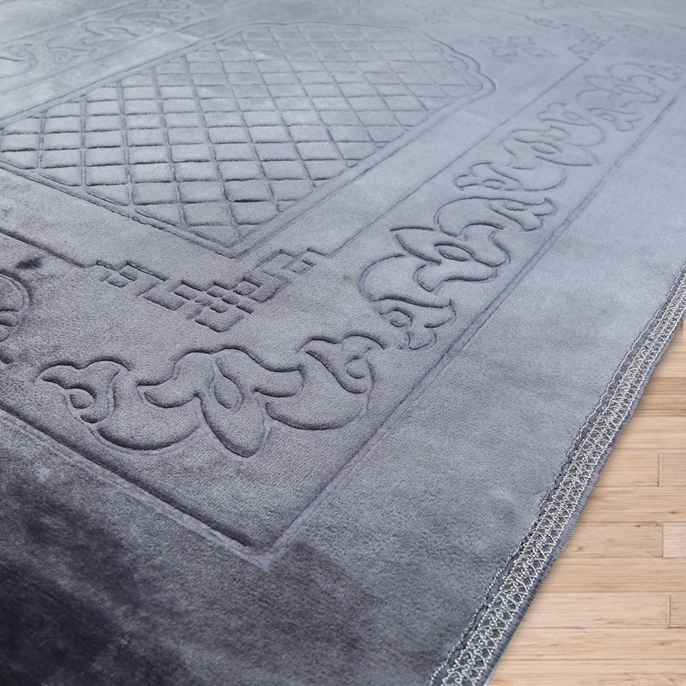 Soft Yumuşak Kadife Peluş Seccade Gümüş 80 x 120 cm - 1100 gr