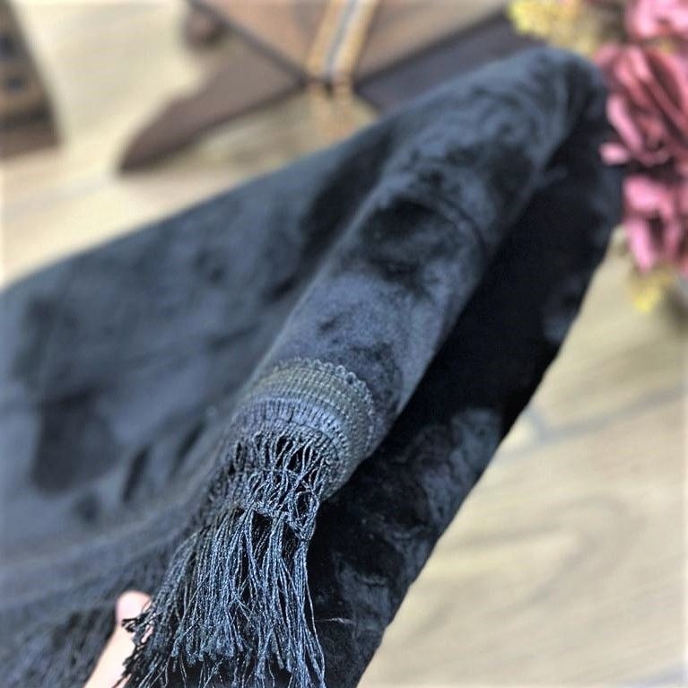 Soft Yumuşak Kadife Peluş Seccade Siyah 80 x 120 cm - 1100 gr