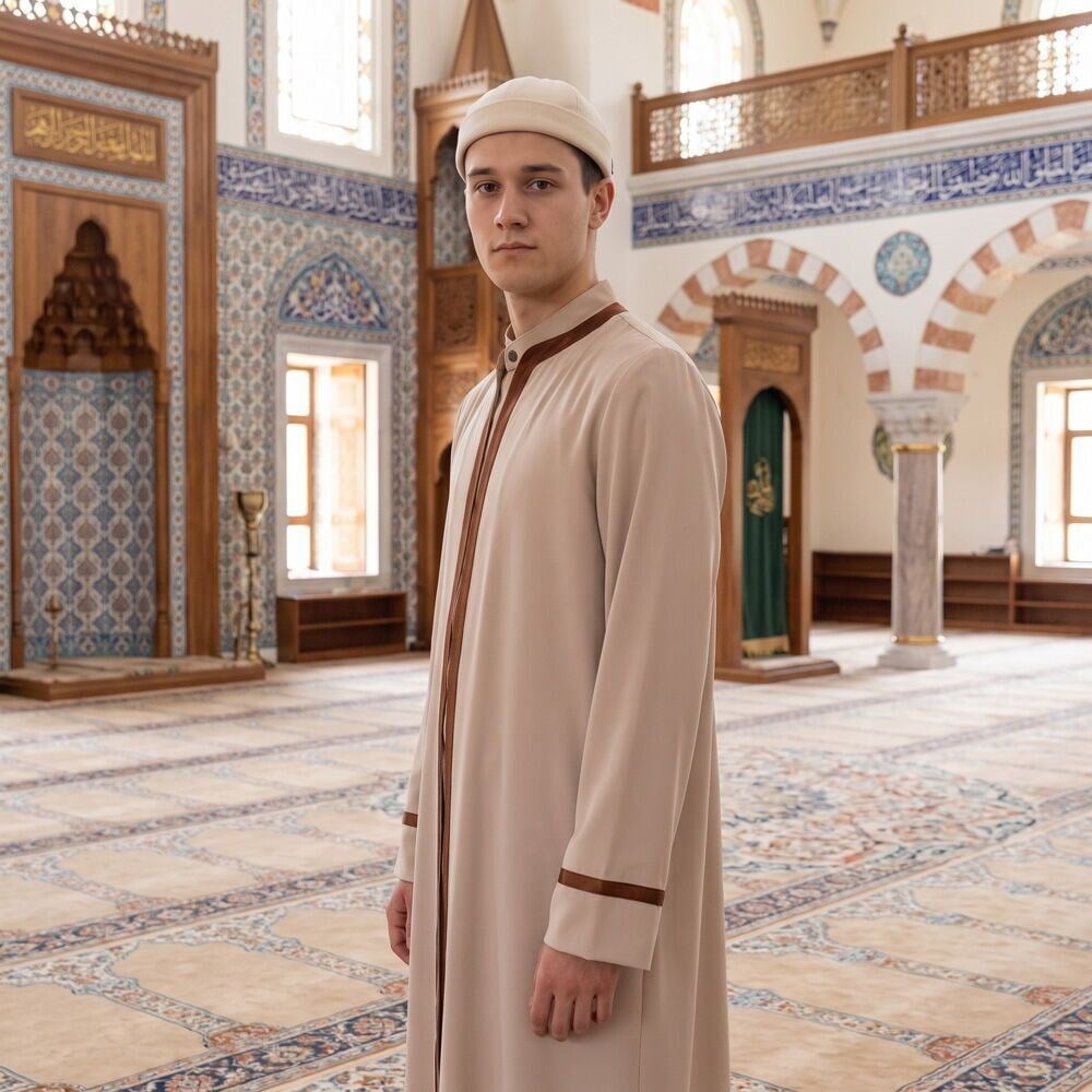 Sufi Namaz Cübbesi Vizon - Kahve Şeritli