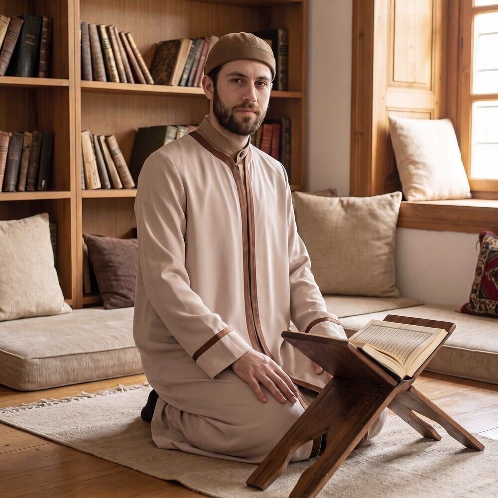 Sufi Namaz Cübbesi Vizon - Kahve Şeritli