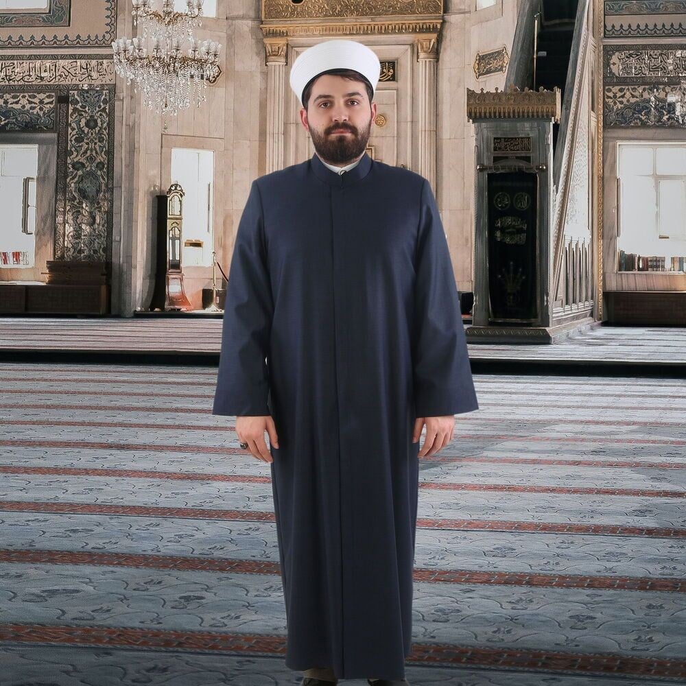 Suyuti Namaz ve İmam Cübbesi Uzun Koyu Lacivert Enderun Model