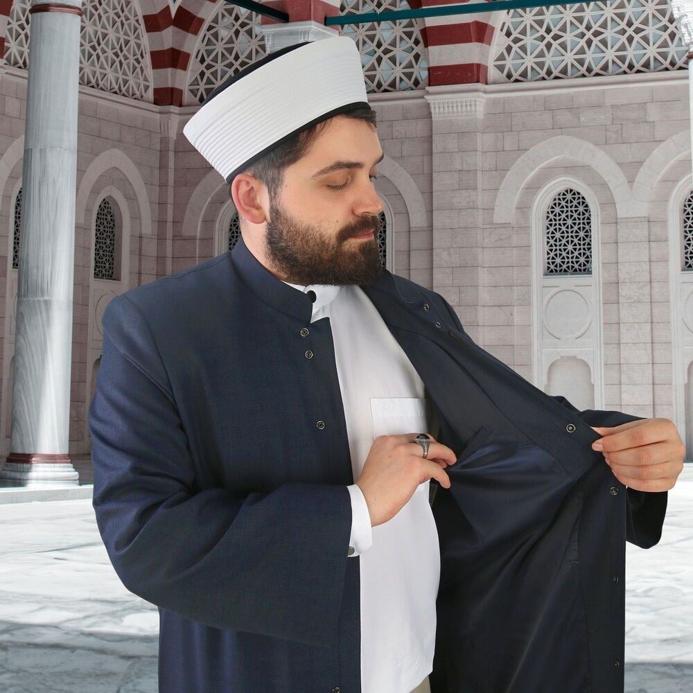Suyuti Namaz ve İmam Cübbesi Uzun Koyu Lacivert Enderun Model
