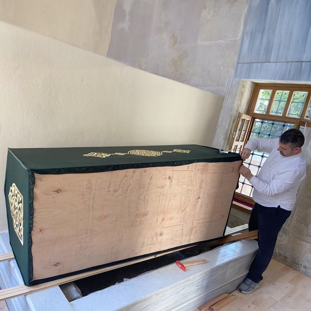 Tabut Örtüsü Nalıncı Baba Muhammed Mimi Dede Türbesi Sanduka Türbe &Puşide-Yeşil (Özel Ölçü Yapılmaktadır.) Cibali