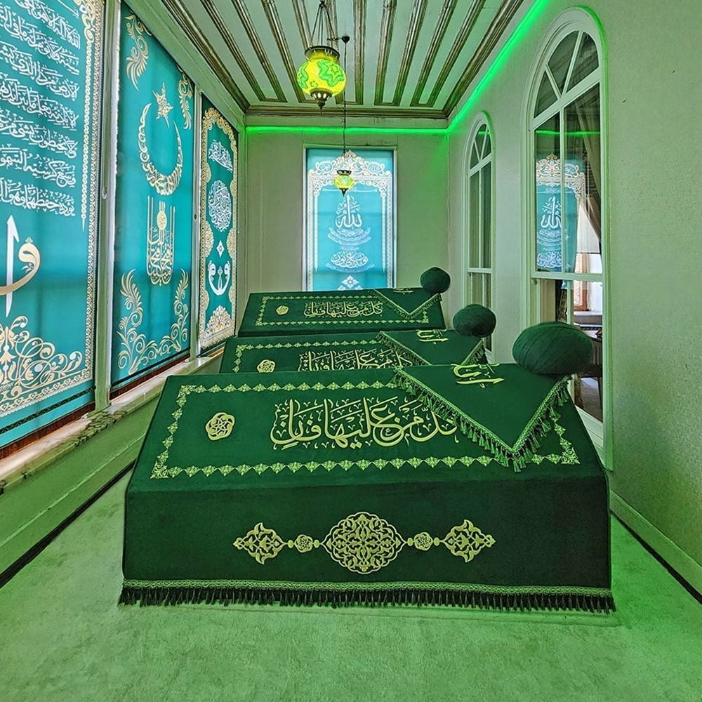 Tabut Örtüsü Sofular Tekkesi Türbesi Sanduka Örtüsü & Puşide Yeşil (Özel Ölçü Yapılmaktadır.) - Fatih