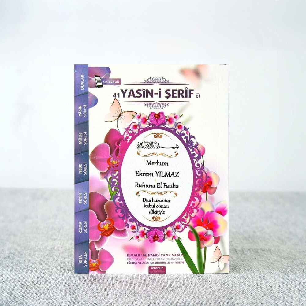 Yasin Kitabı 10 Adet (Çanta Boy), Kokulu Tesbih, Asetat Poşetli Hediye Paketi-Orkide