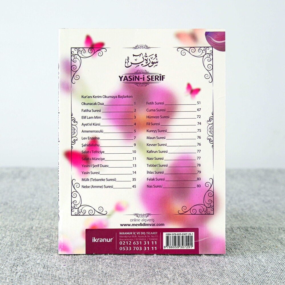 Yasin Kitabı 10 Adet Ekonomik Çanta Boy(12x16 80 Sayfa) İsme Özel Etiketli Mevlit İçin-Orkide