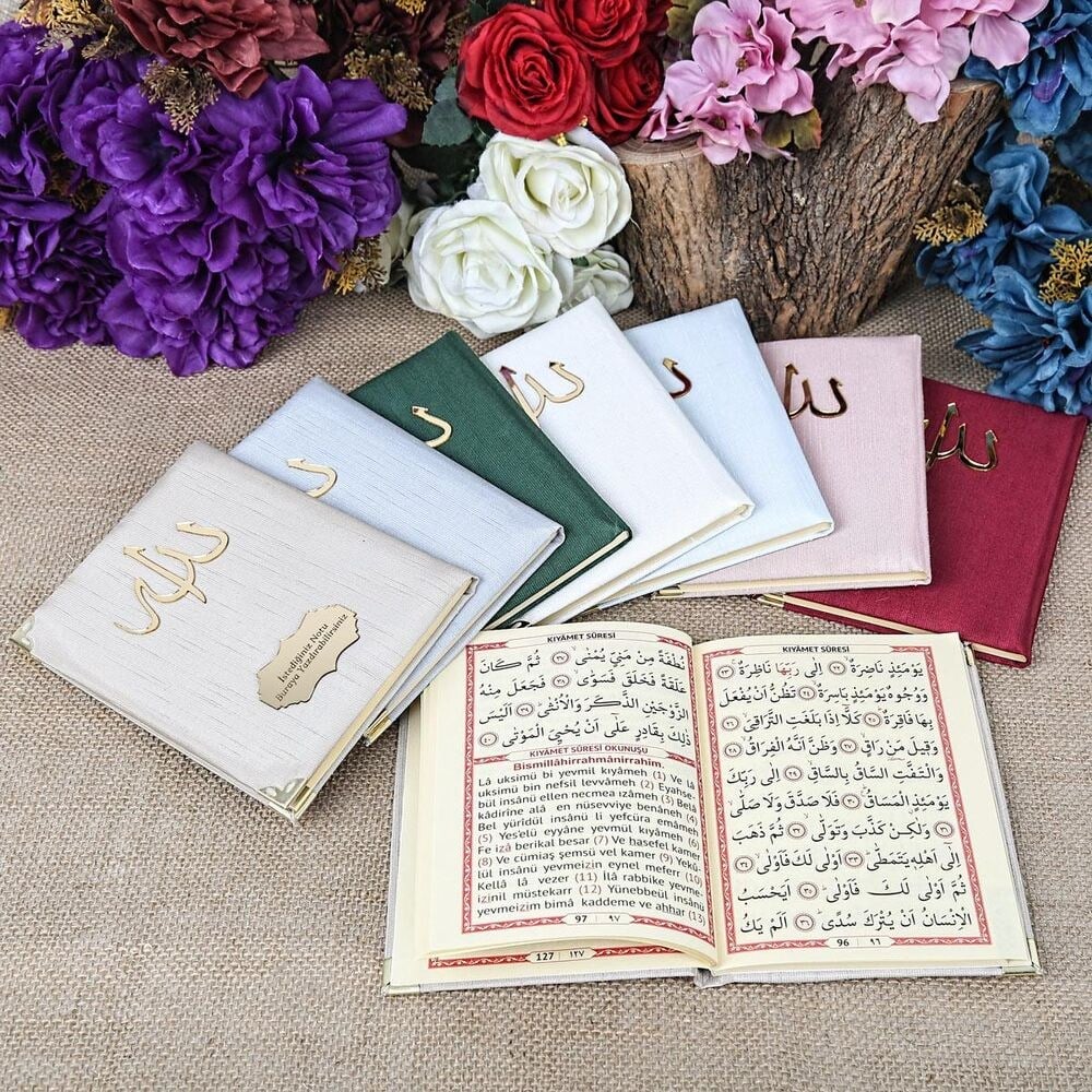 Yasin Kitabı 10 Adet Şantuk Kumaş (Çanta Boy 12×16, 128 Sayfa) Kırmızı