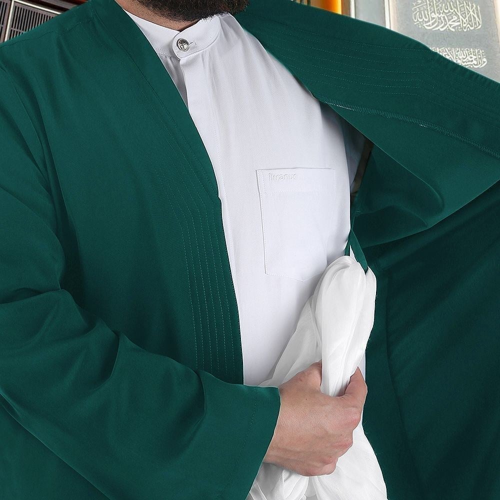 Yeşil  Buhara Yaka Namaz Cübbesi