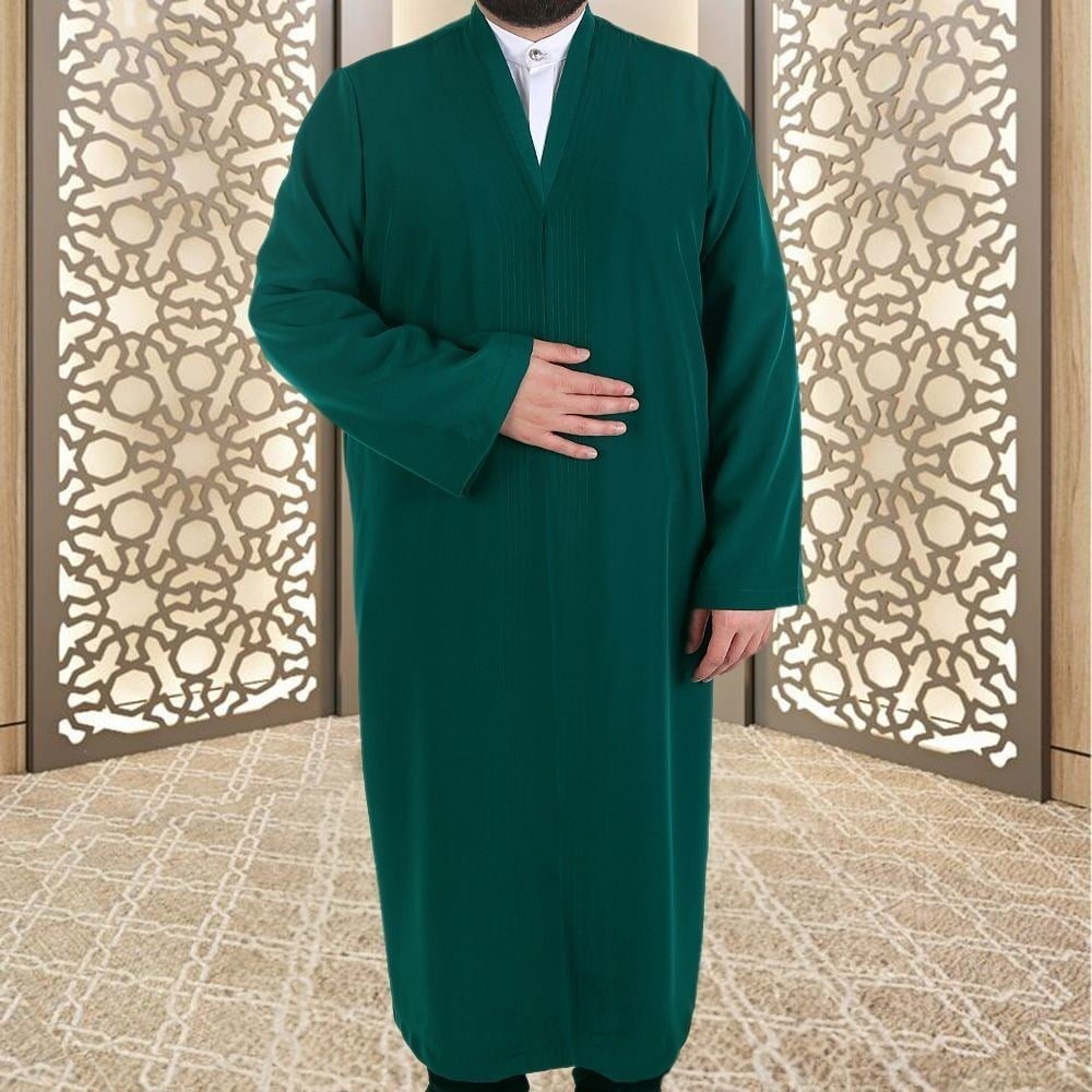 Yeşil  Buhara Yaka Namaz Cübbesi