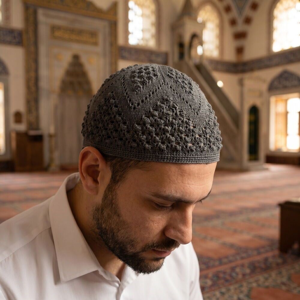 Zümrüt Takke Çelik El Örgüsü - Füme