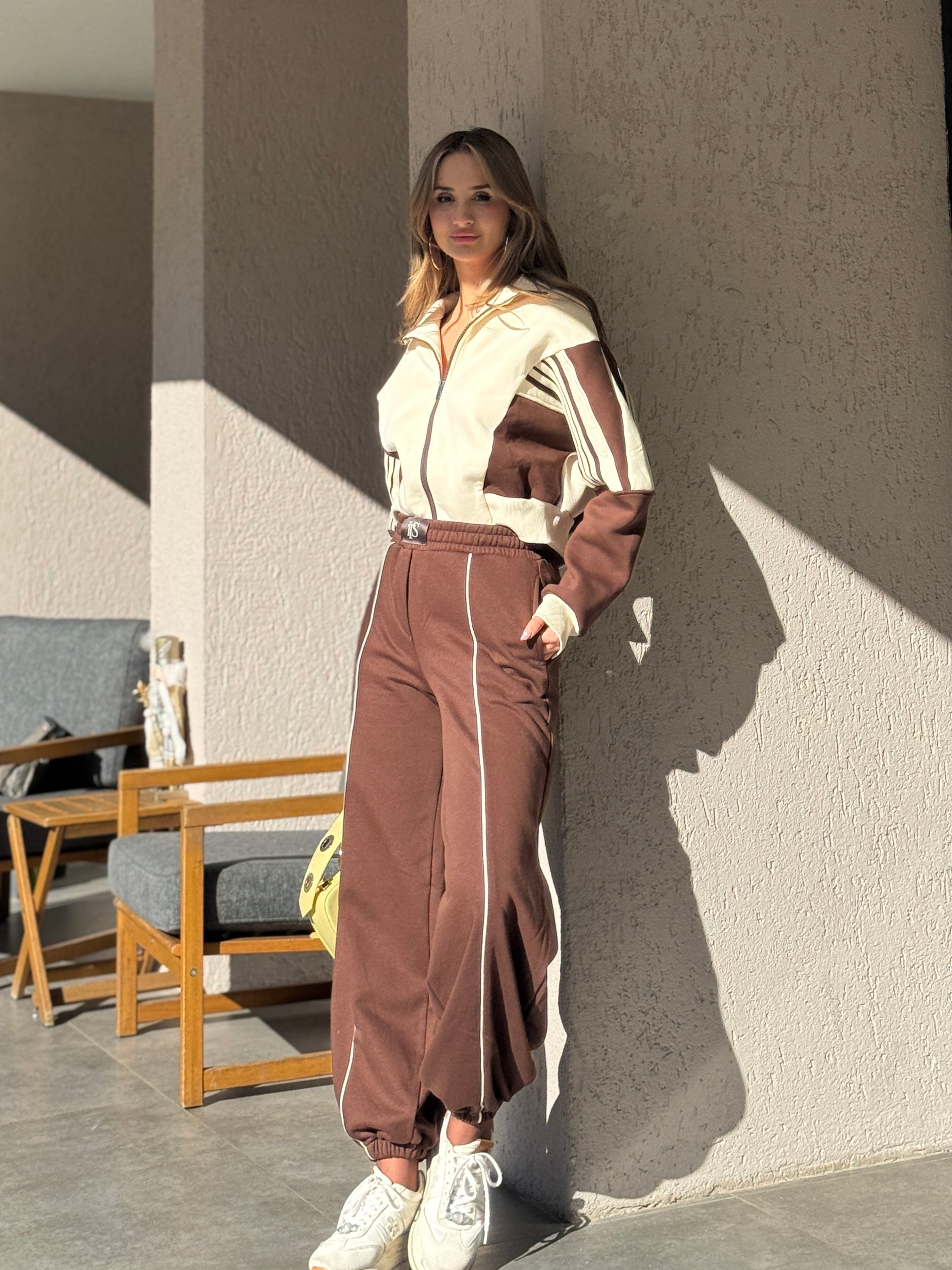  Nina kahve krem Ceket Pantolon Eşofman Takımı