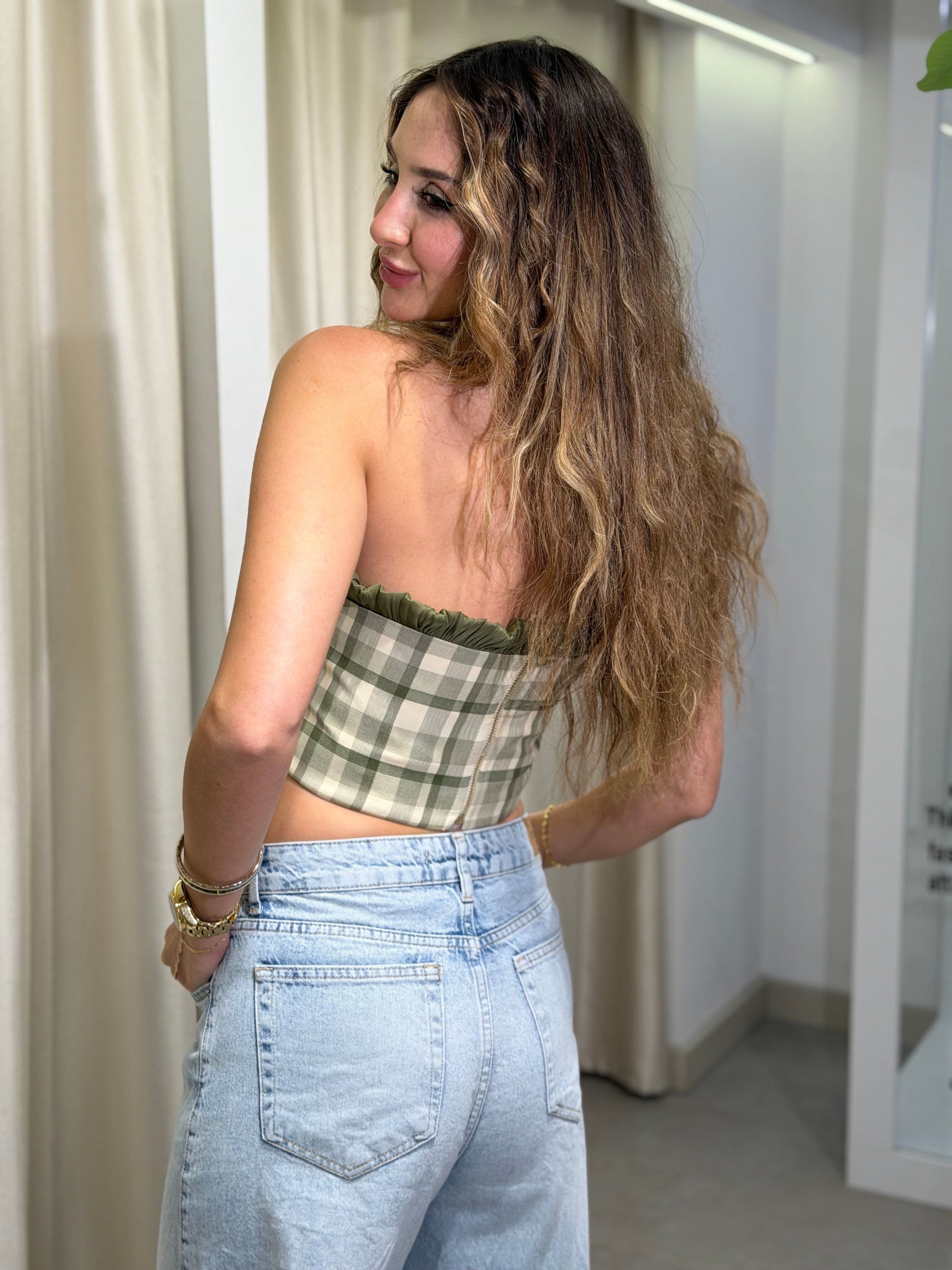 Adelina Ekose Desen Büstiyer Haki