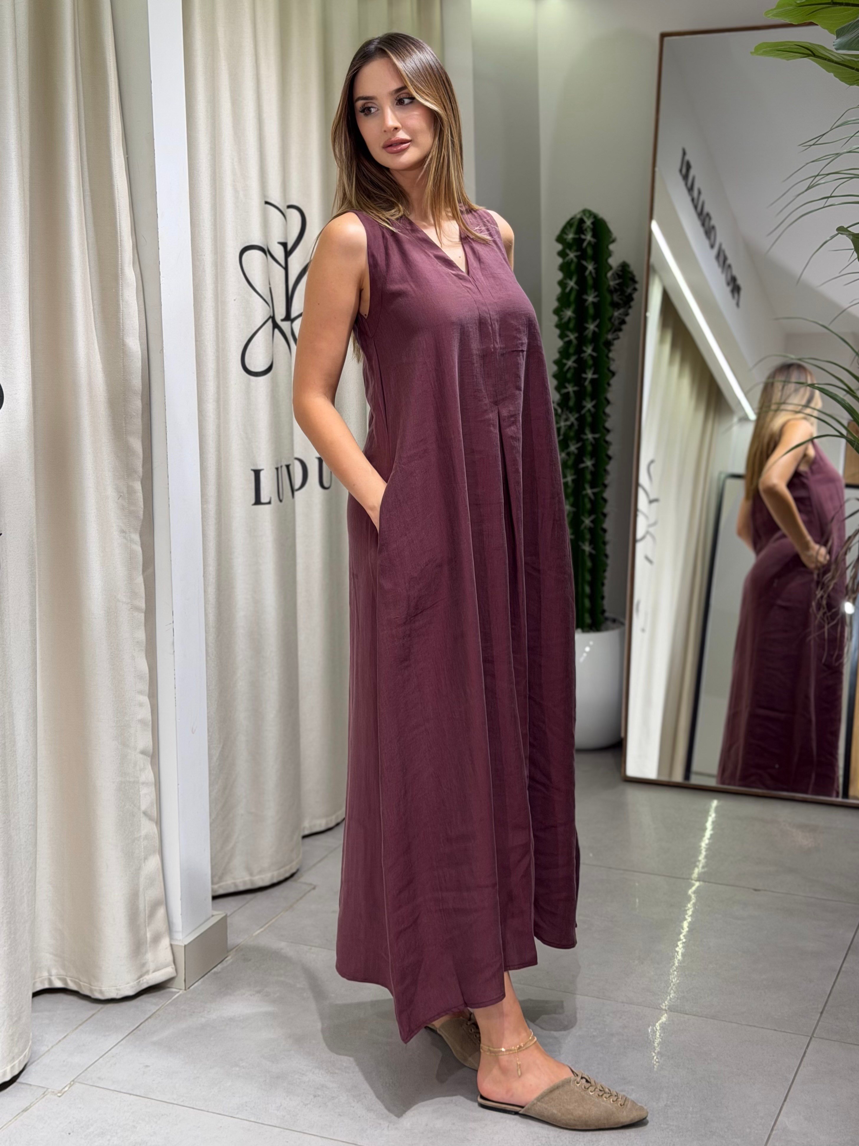 Angelina Tensel Kumaş Çan Elbise Bordo
