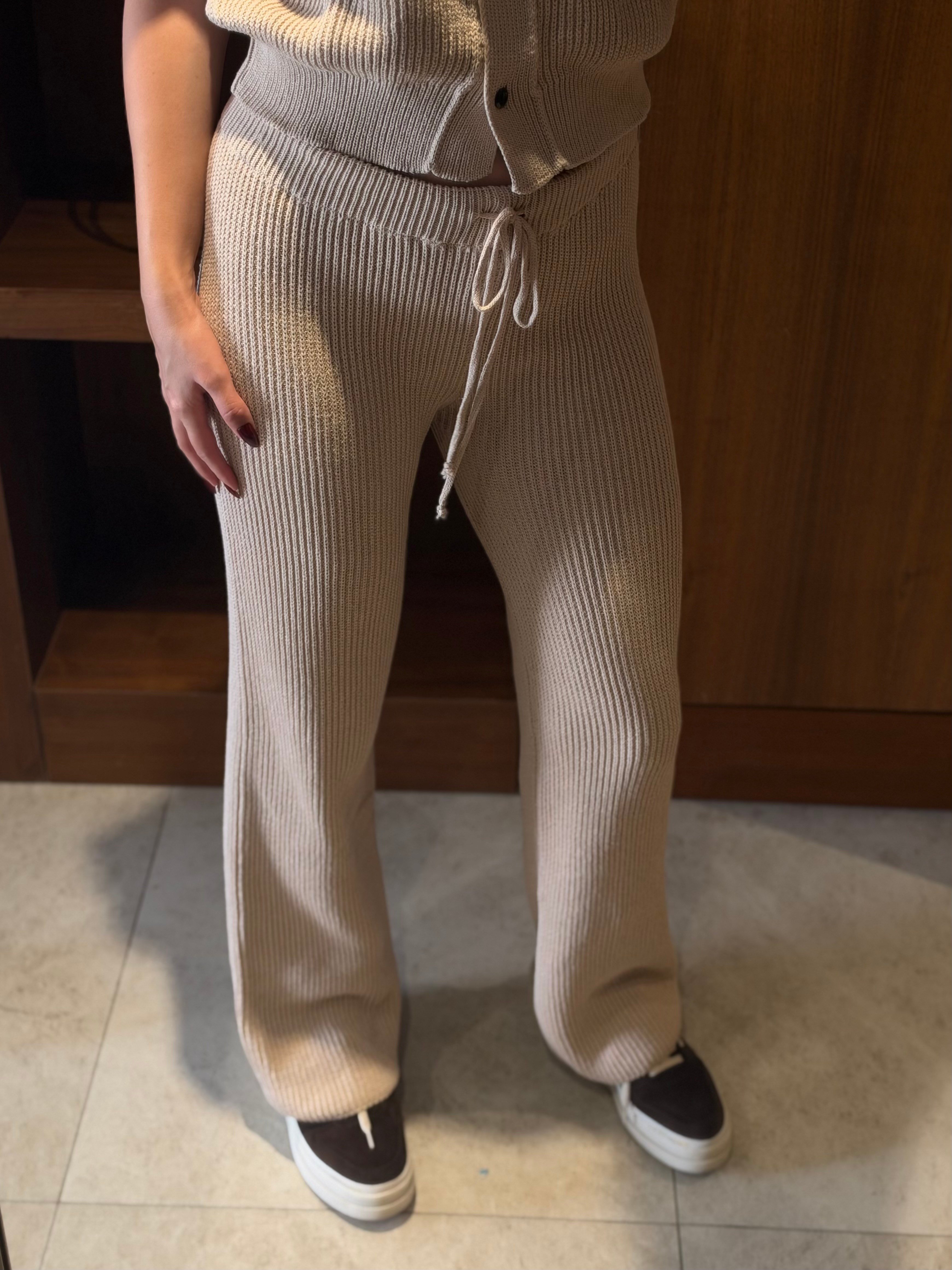 Balerina Yelekli Triko Takım Bej