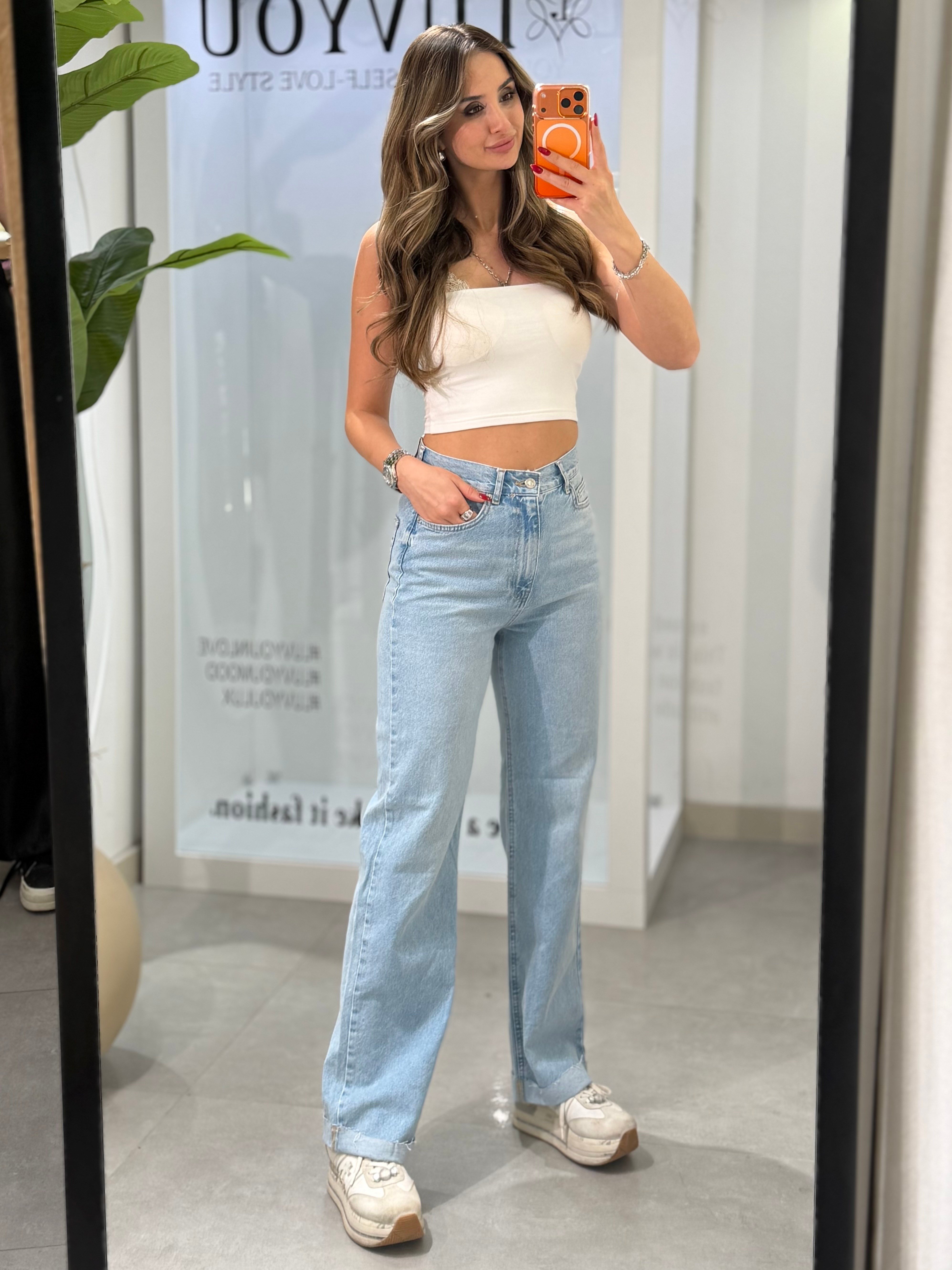 Flora Tam Kalıp Jean Mavi