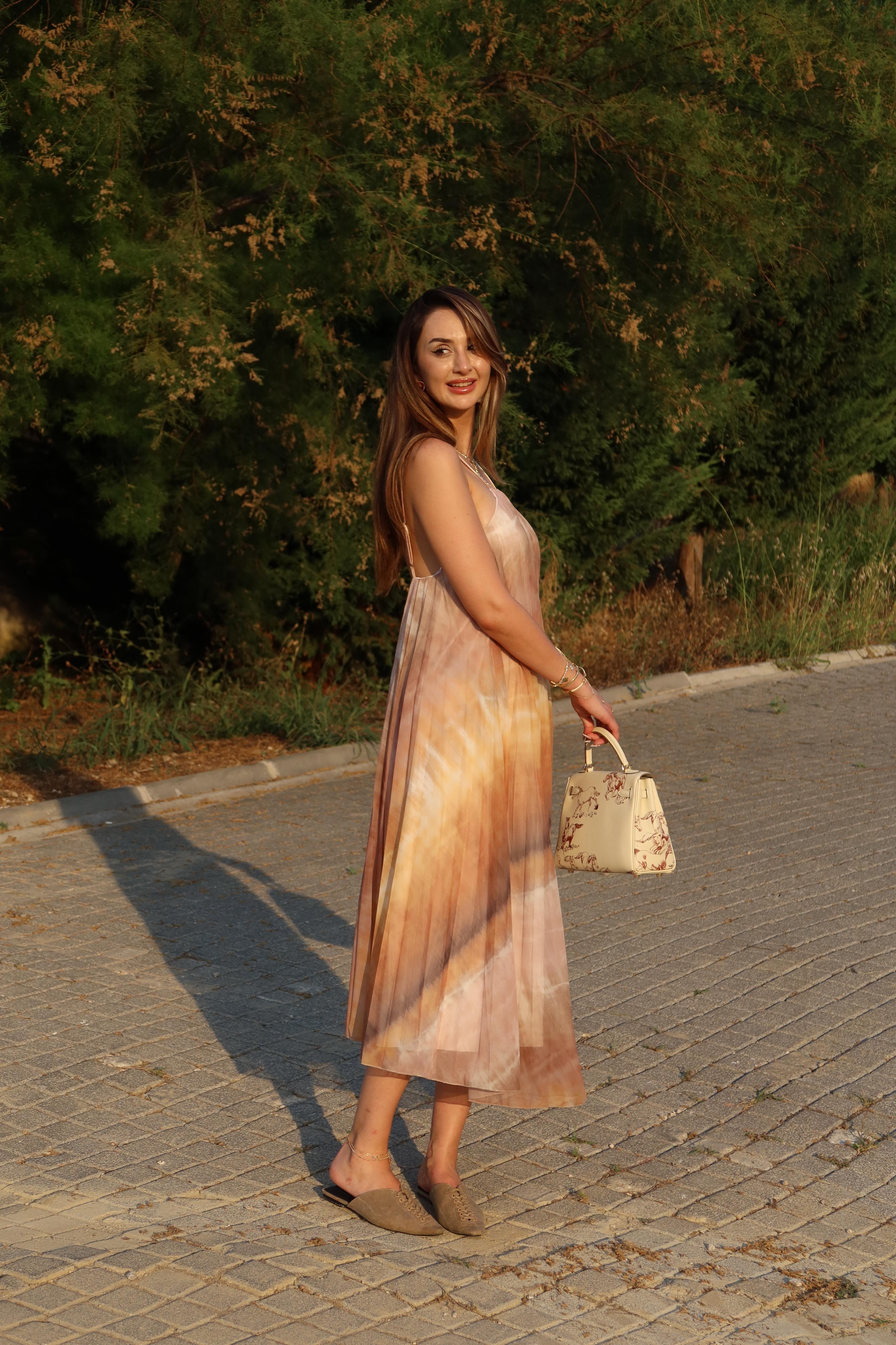 Glam Asimetrik Kesim Pileli Elbise