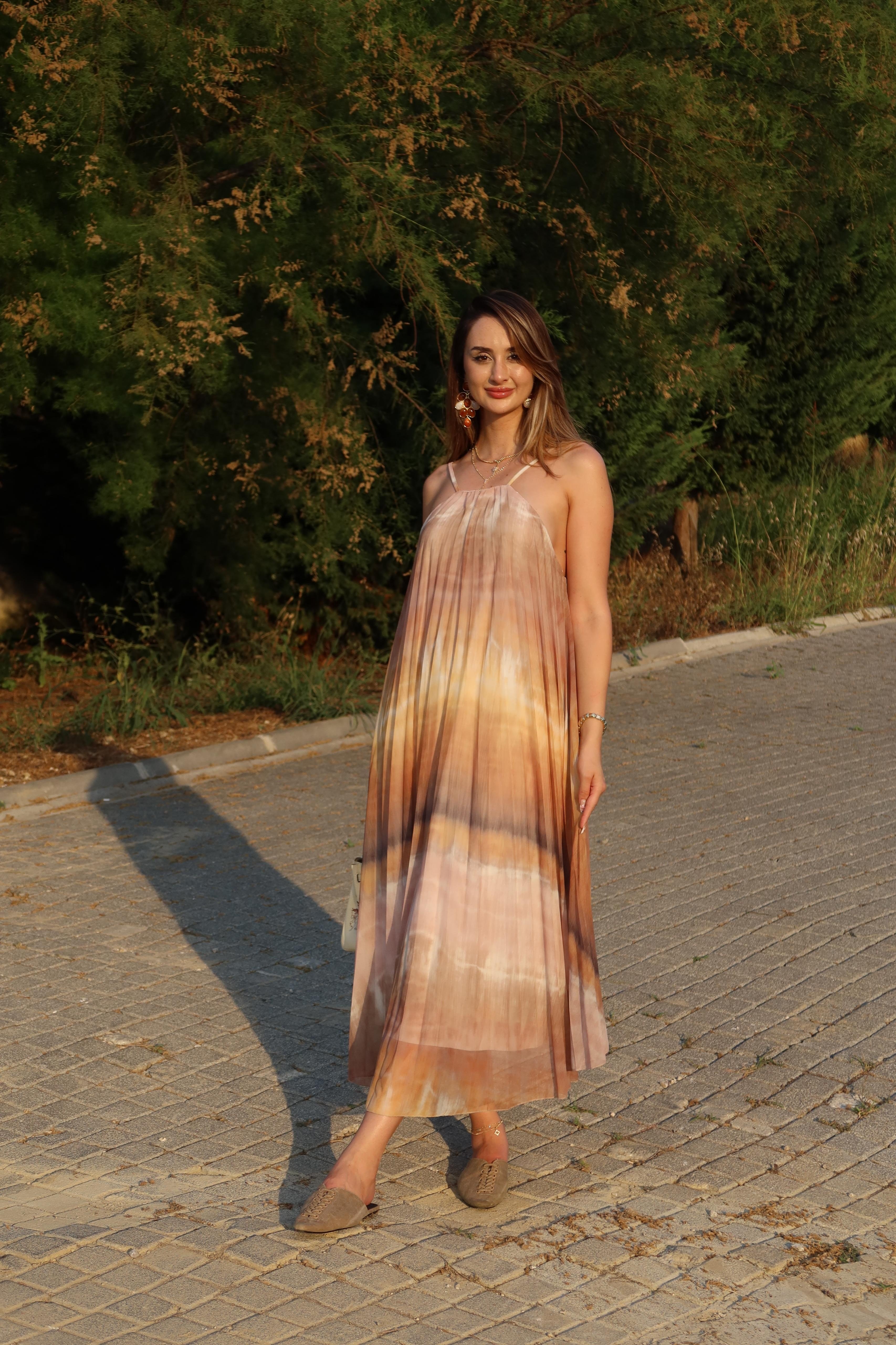 Glam Asimetrik Kesim Pileli Elbise