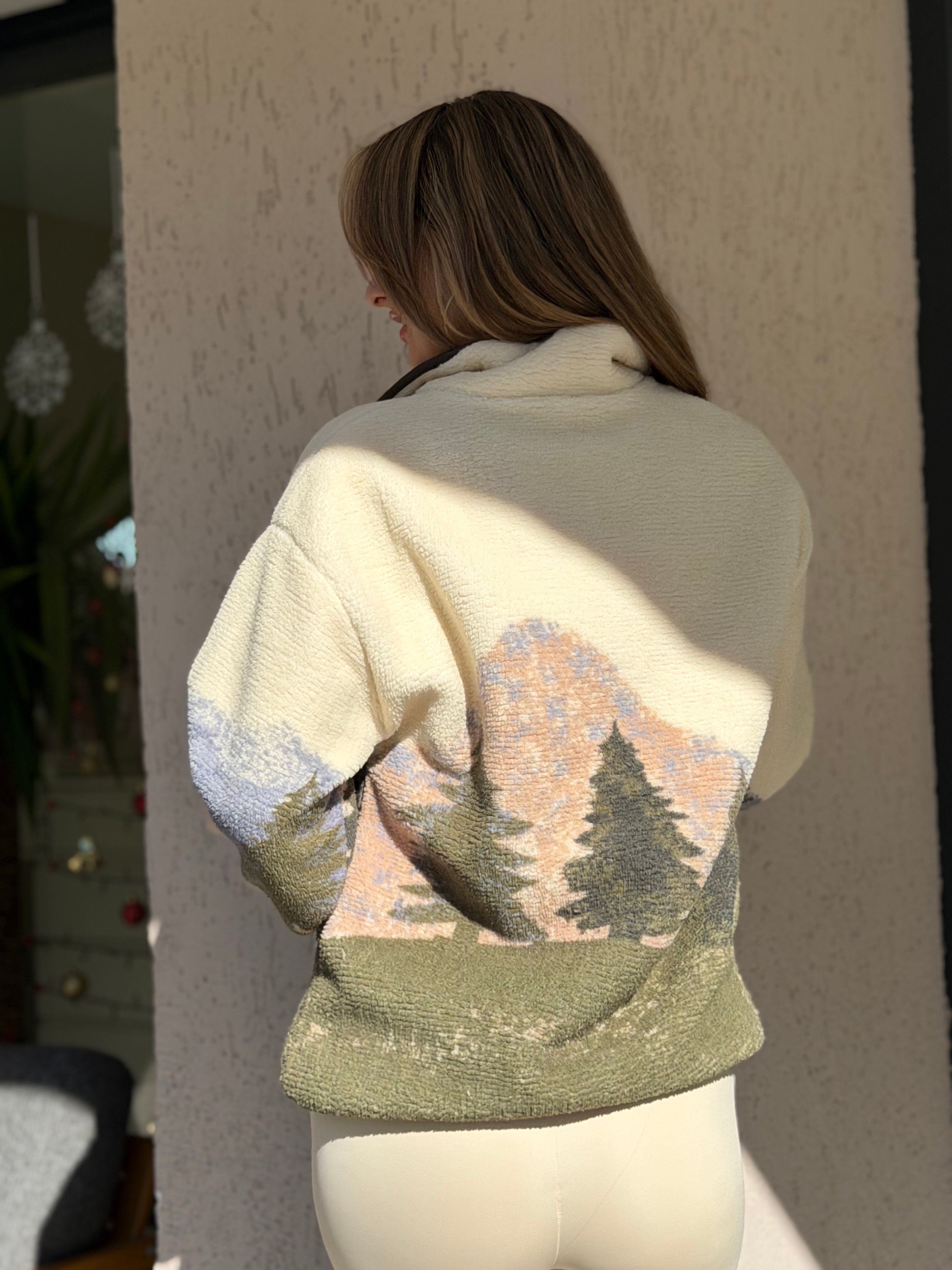 Herry polarlı sweatshirt yeşil-ekru