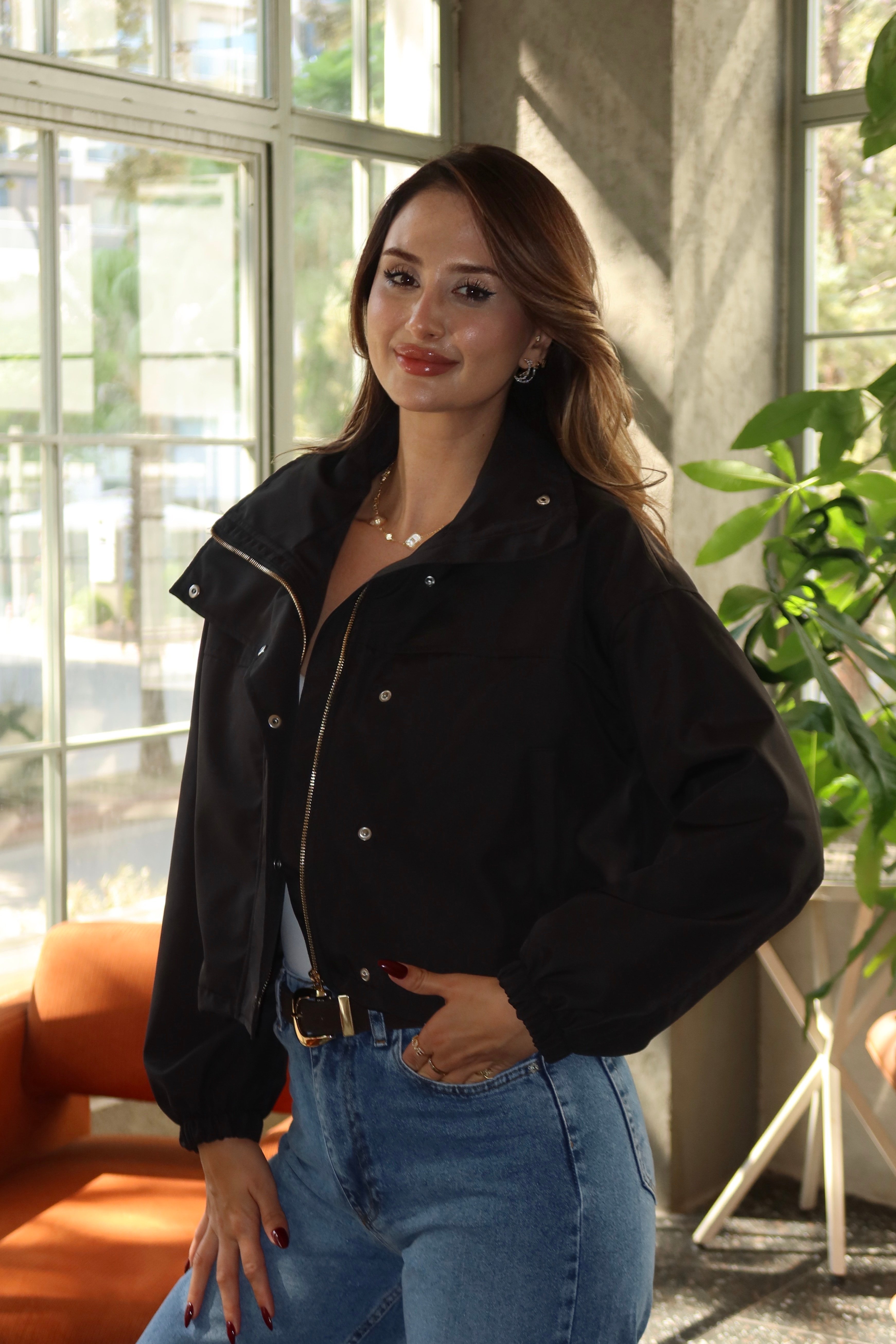 Jasmina Marka Model Dik Yaka Ceket Siyah
