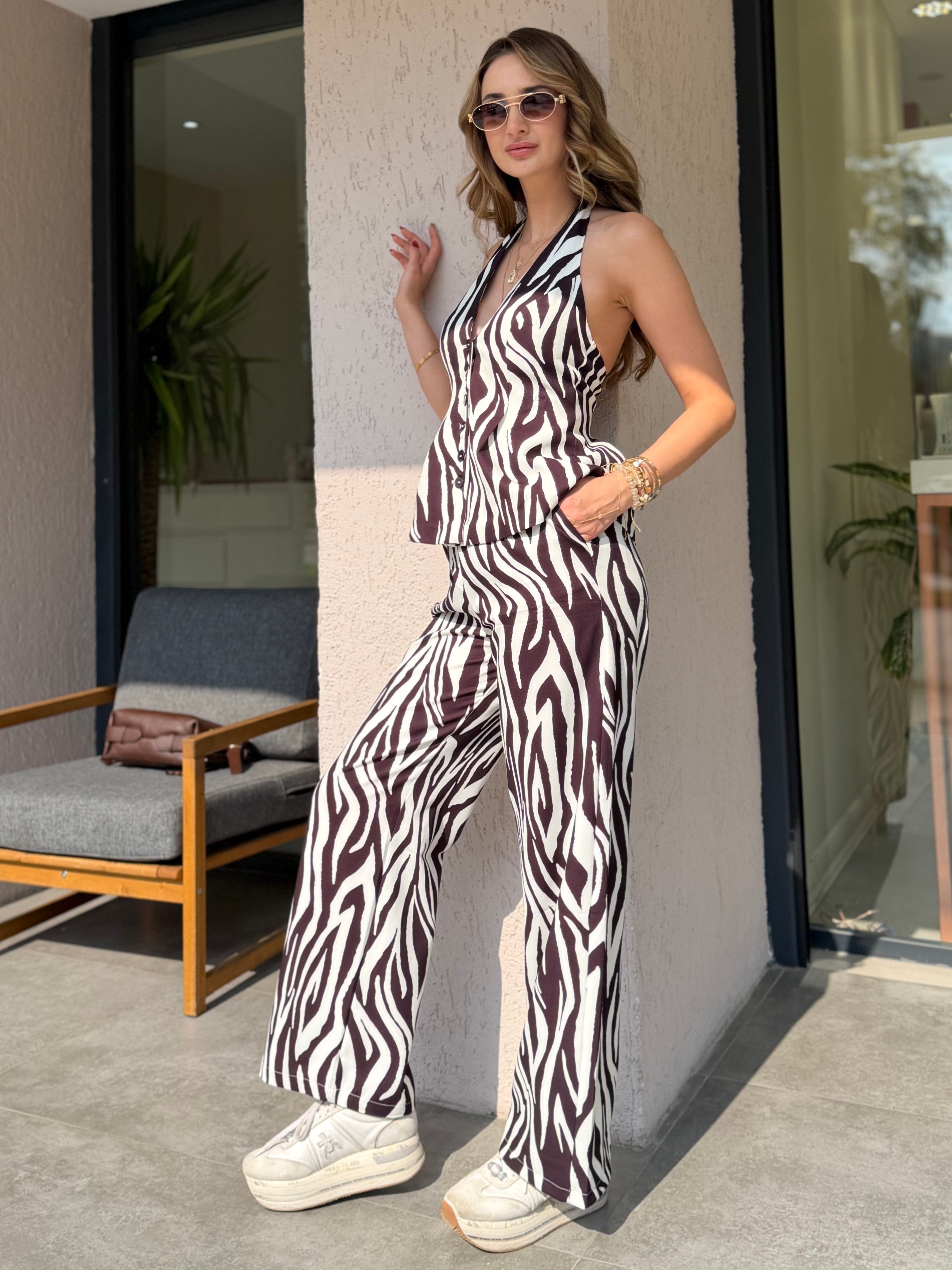 Luna Zebra Desen Boyundan Geçmeli Takım 