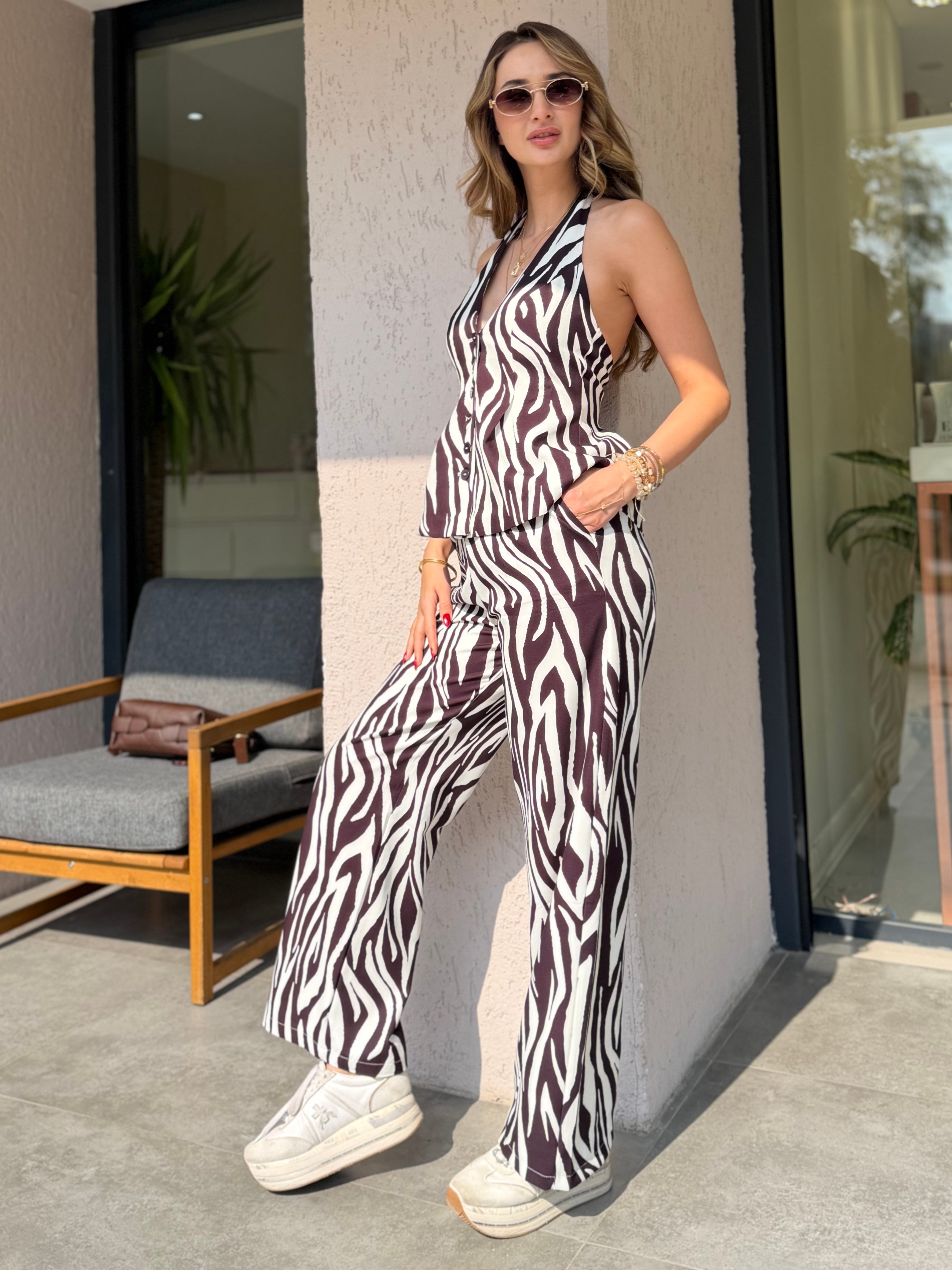 Luna Zebra Desen Boyundan Geçmeli Takım 