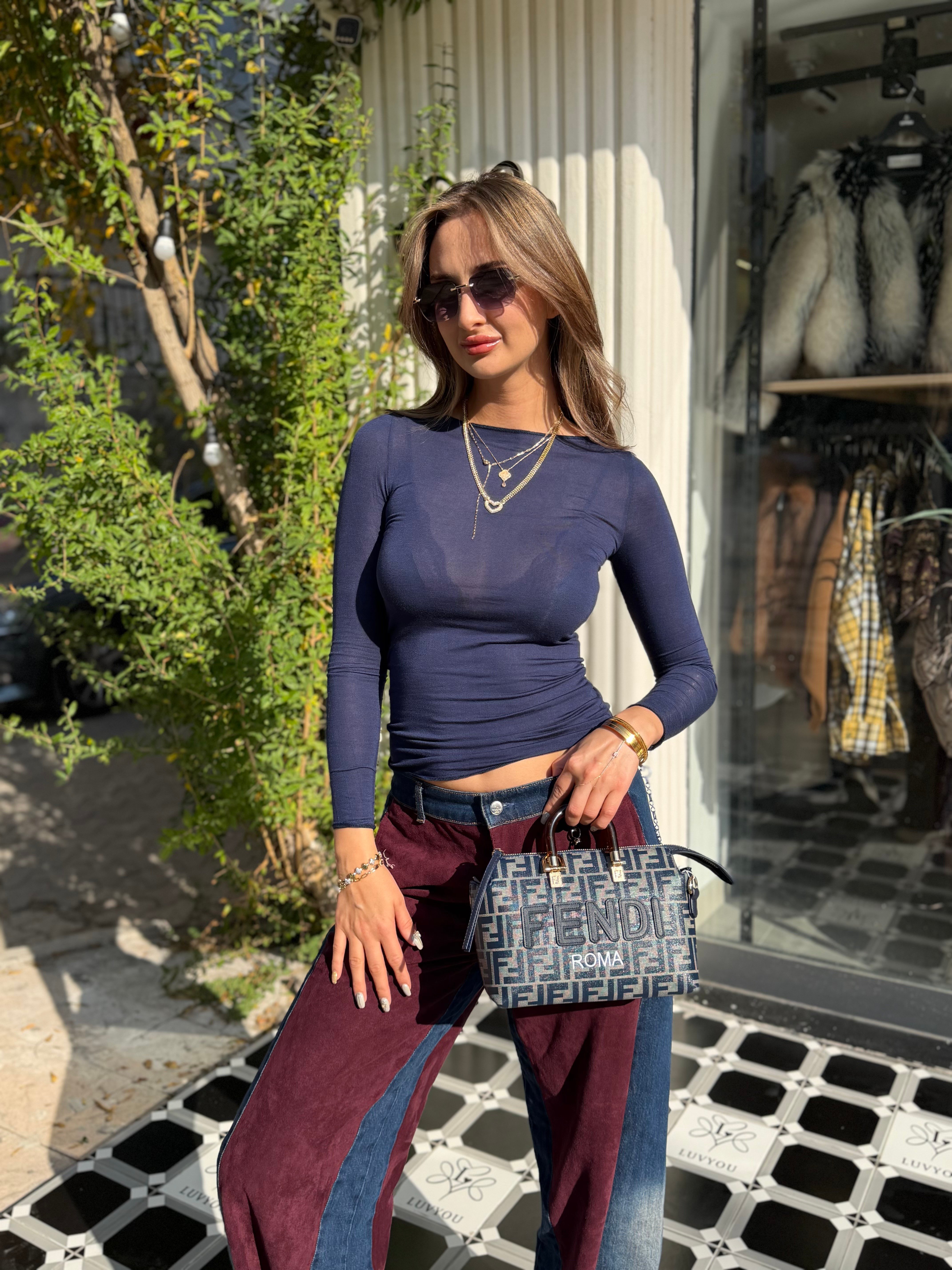 Marly Kaşmir Transparan bluz lacivert