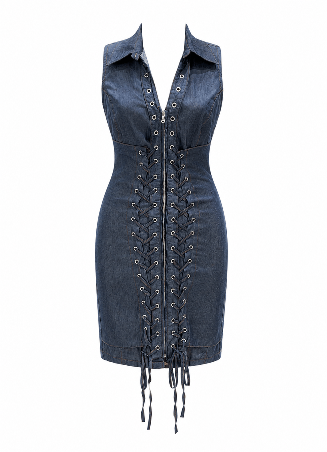 Owen Kuşgözü Detay Denim Elbise 