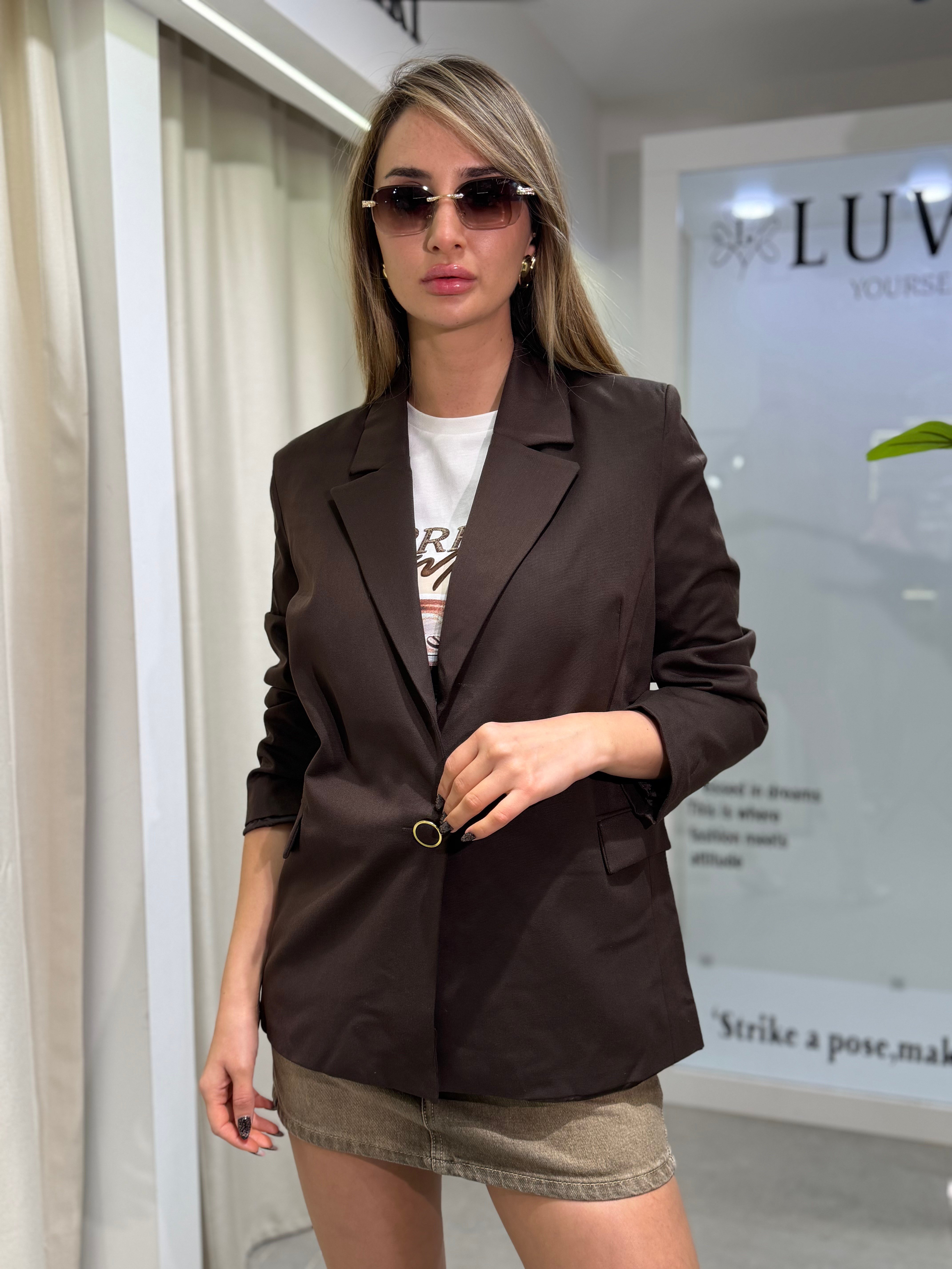 Proper Tek Düğmeli Blazer Ceket Kahverengi