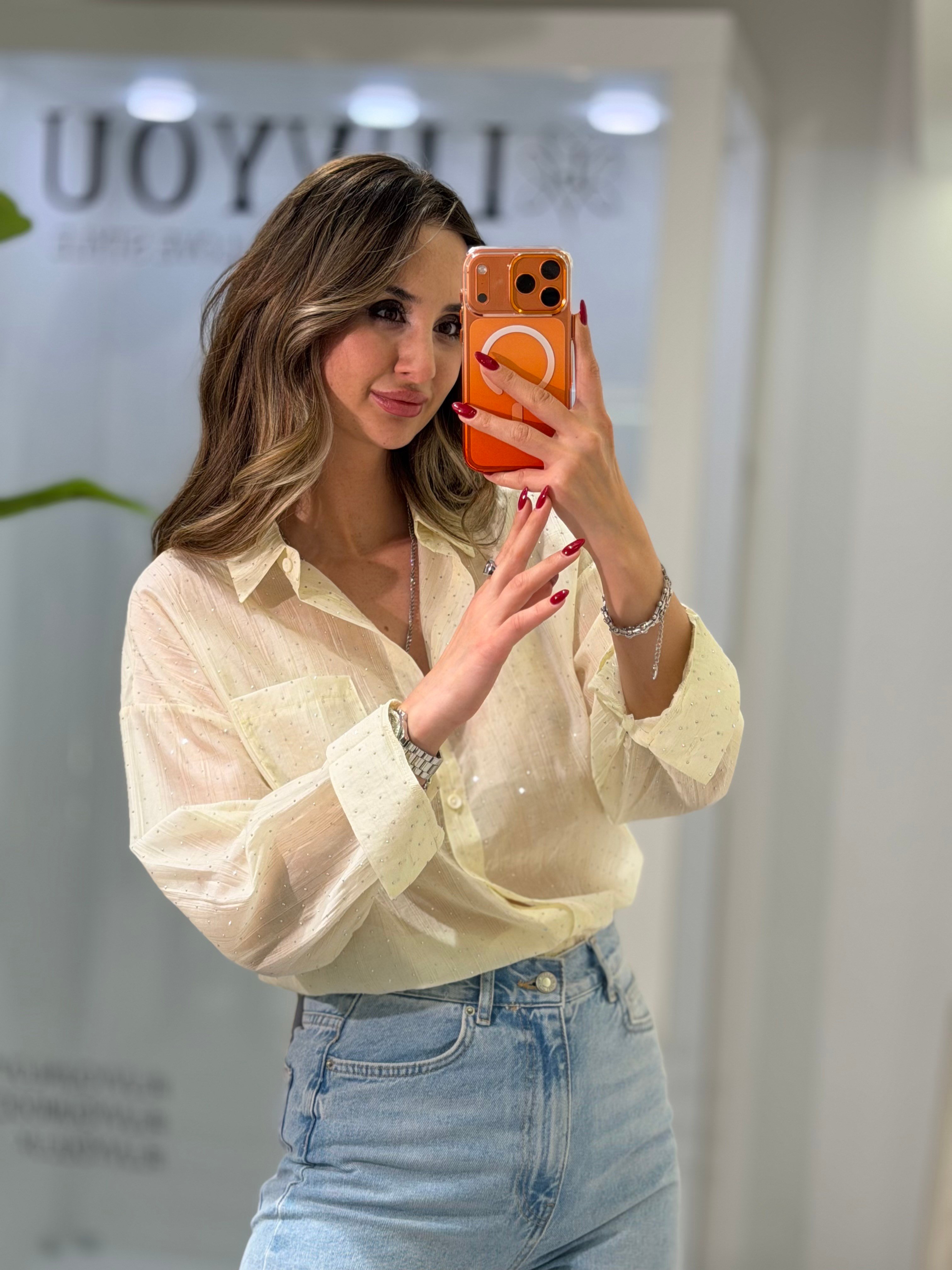 Star Taşlı Gömlek Sarı
